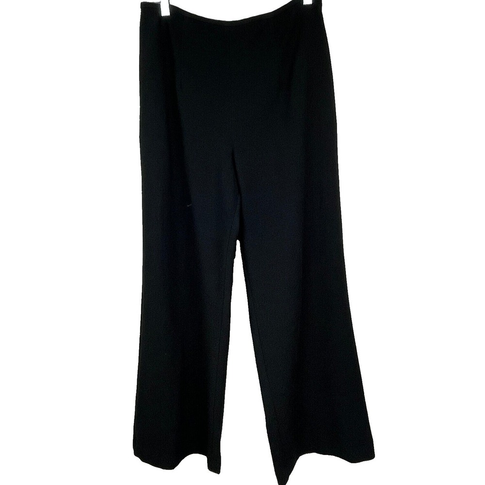 Black Halo Pants Wide Leg Womens 12 Black Trousers Pockets Stretch Made In USA